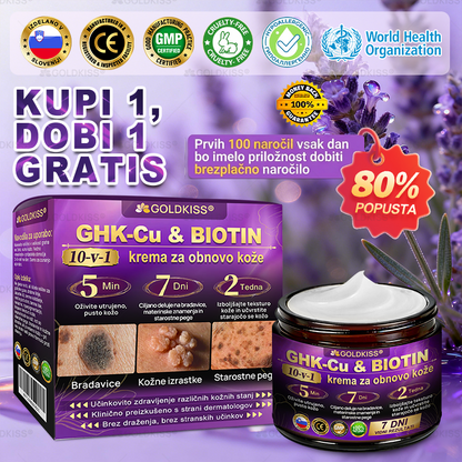 Izdelano in poslano iz Evrope ✨ 𝐆𝐎𝐋𝐃𝐊𝐈𝐒𝐒® 𝐆𝐇𝐊-𝐂𝐮 & 𝐁𝐈𝐎𝐓𝐈𝐍 𝟏𝟎-𝐁-𝟏 Obnavljajoča krema za kožo ⚡